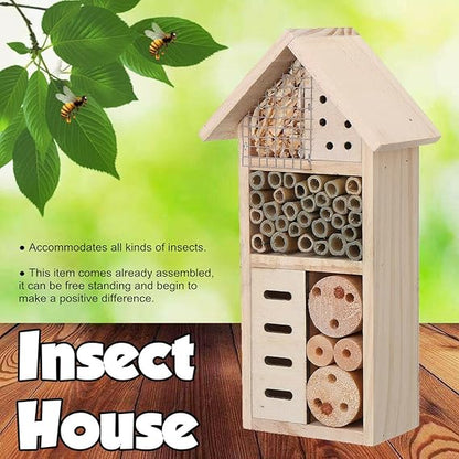 Bee and Insect-Friendly Wooden Insect House – Natural Habitat for Gardens and Patios