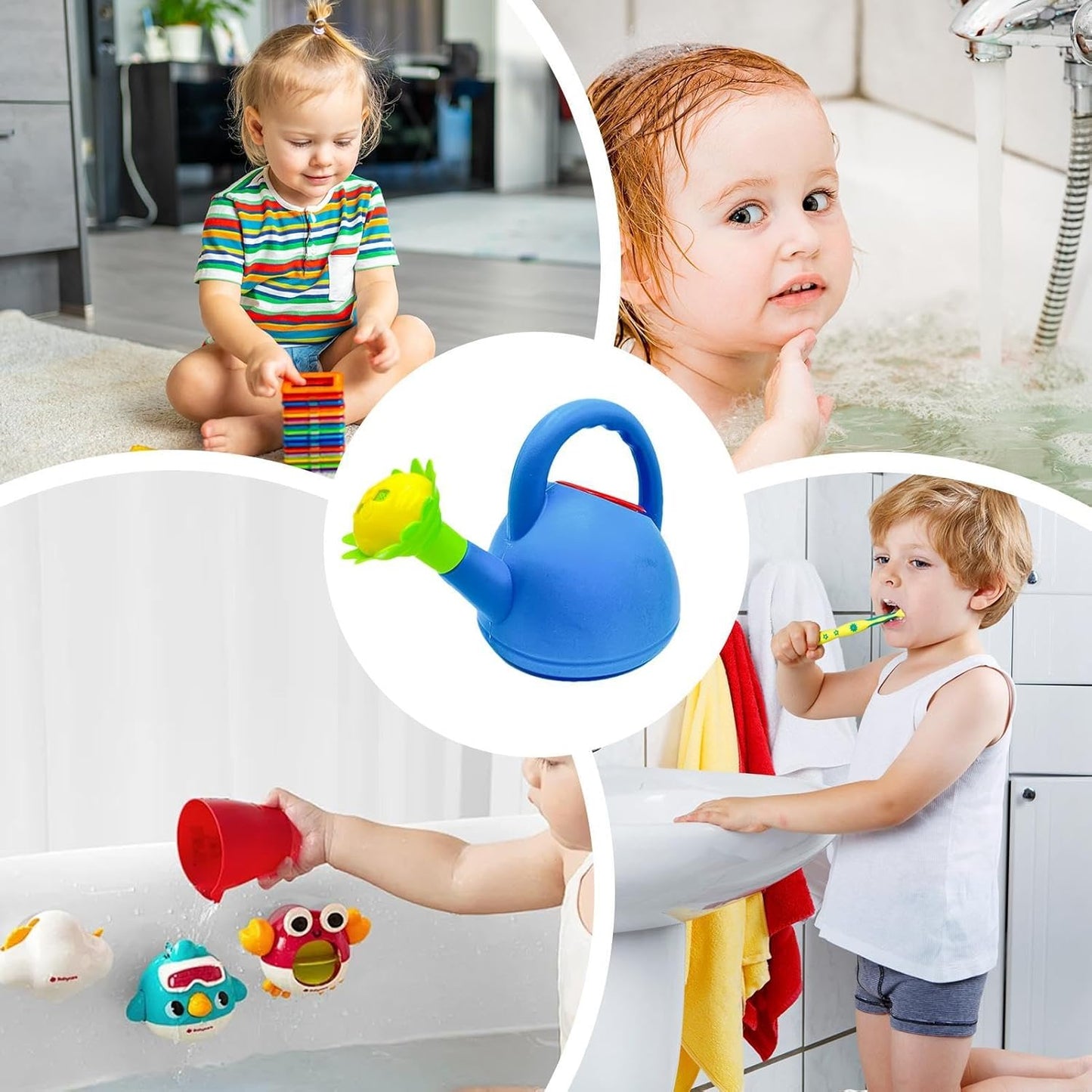 Colorful Kids Watering Can with Flower Spout – Plastic Watering Can for Little Gardeners