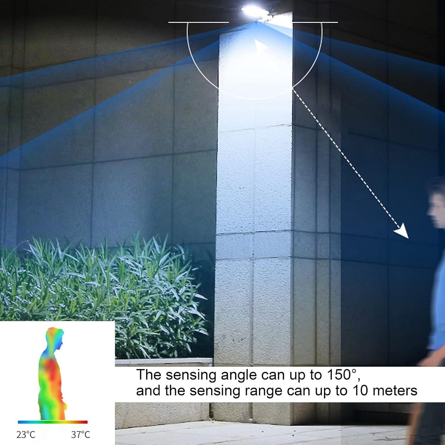 Solar Wall Light with Motion Sensor and 180° Rotation – LED Outdoor Lighting for Garden, Terrace, and Yard