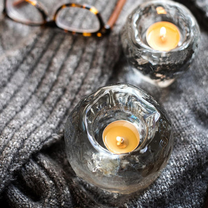Decorative Glass Tealight Holder – Transparent Candle Holder for Elegant Room Lighting