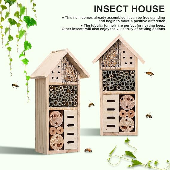 Bee and Insect-Friendly Wooden Insect House – Natural Habitat for Gardens and Patios