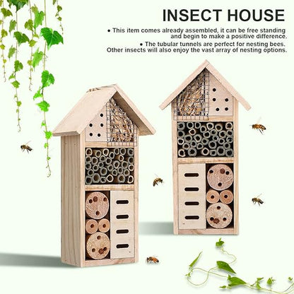 Bee and Insect-Friendly Wooden Insect House – Natural Habitat for Gardens and Patios