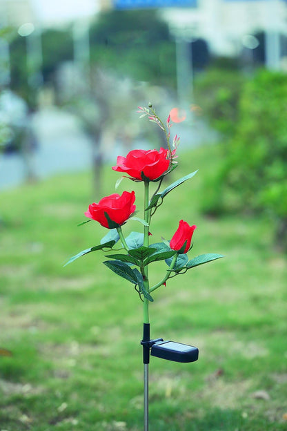 Solar-Powered Rose Lights – Garden Stakes with Solar Panel for Ambient Outdoor Lighting