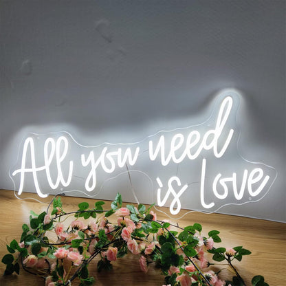 Neon LED Sign “All You Need Is Love” – Decorative Wall Lighting for Living Room and Bedroom