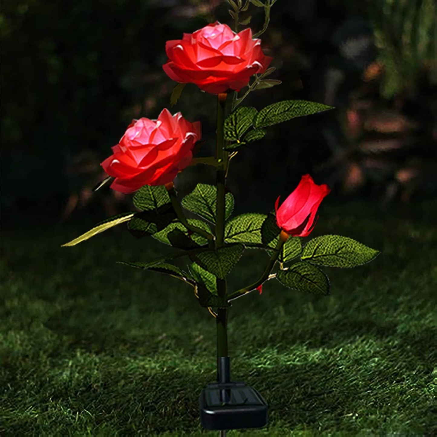 Solar-Powered Rose Lights – Garden Stakes with Solar Panel for Ambient Outdoor Lighting