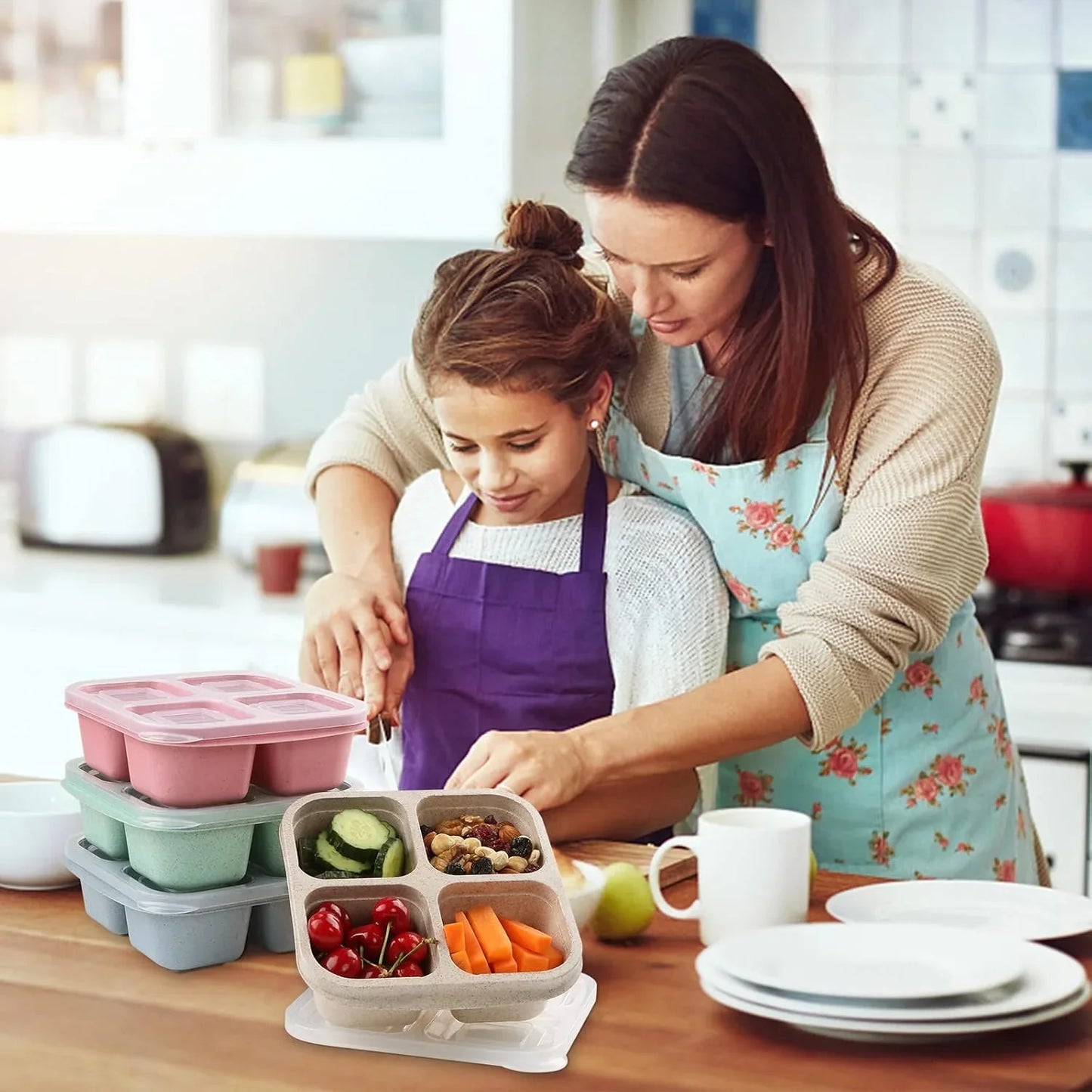 4-Pack Bento Meal Prep Boxes – Sustainable And Practical Storage Containers For Meals And Snacks