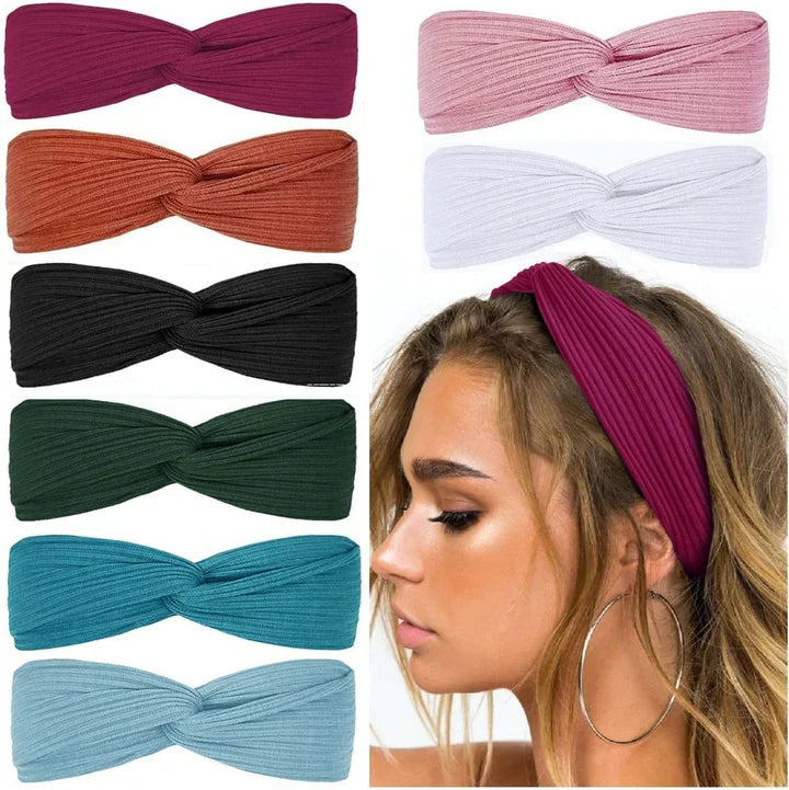 Ribbed Boho Headband with Twist Knot – Stylish & Comfortable