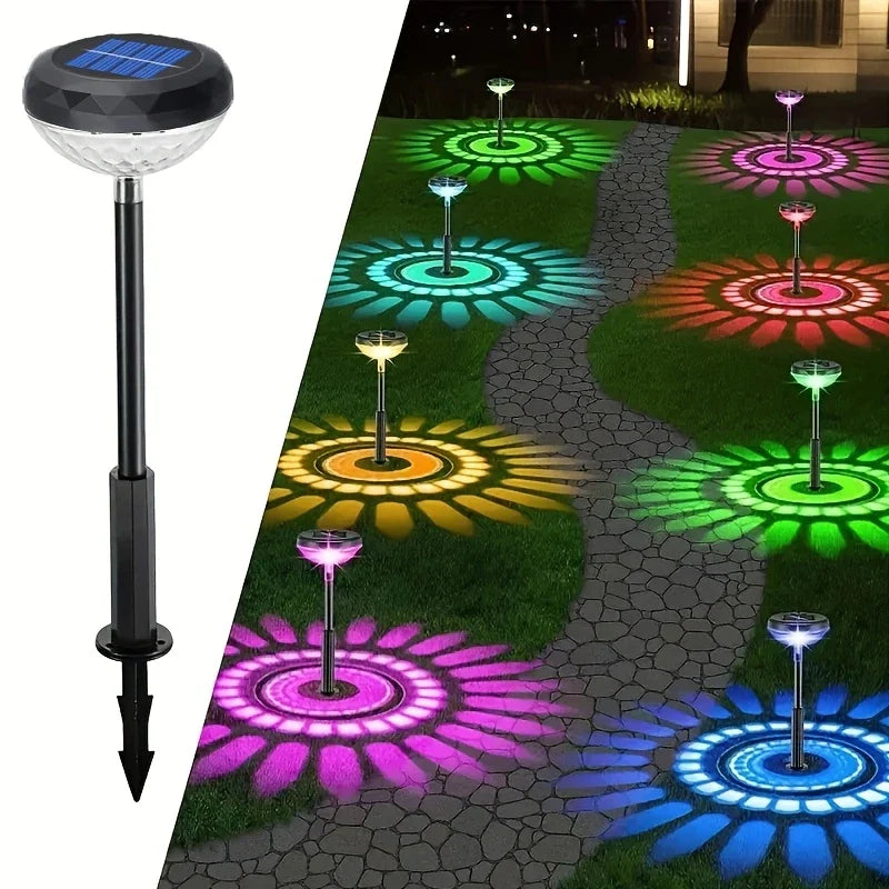 Solar Garden Lamp with Color Change – LED Outdoor Lighting with Floral Pattern for Patio and Garden