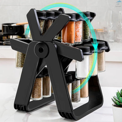 360° Spice Rack with Holder System – Rotating Organizer for Quick Seasoning While Cooking