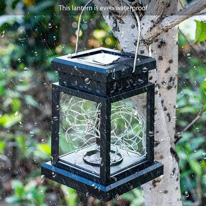 Solar-Powered LED Lantern with String Lights – Decorative Outdoor Lighting for Garden, Patio, Balcony & Outdoor Area, Warm White