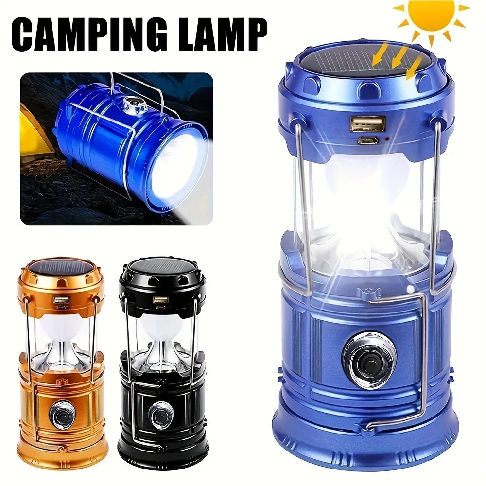 Solar Lamp for Camping with USB Charging – Portable LED Lantern for Outdoor Use and Emergencies