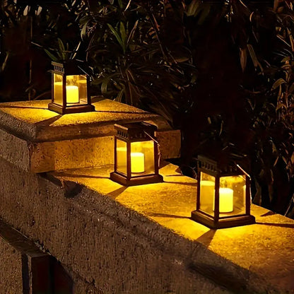 Waterproof Solar LED Lantern with String Lights – Garden Lighting for Terrace and Balcony with Hanging Clip