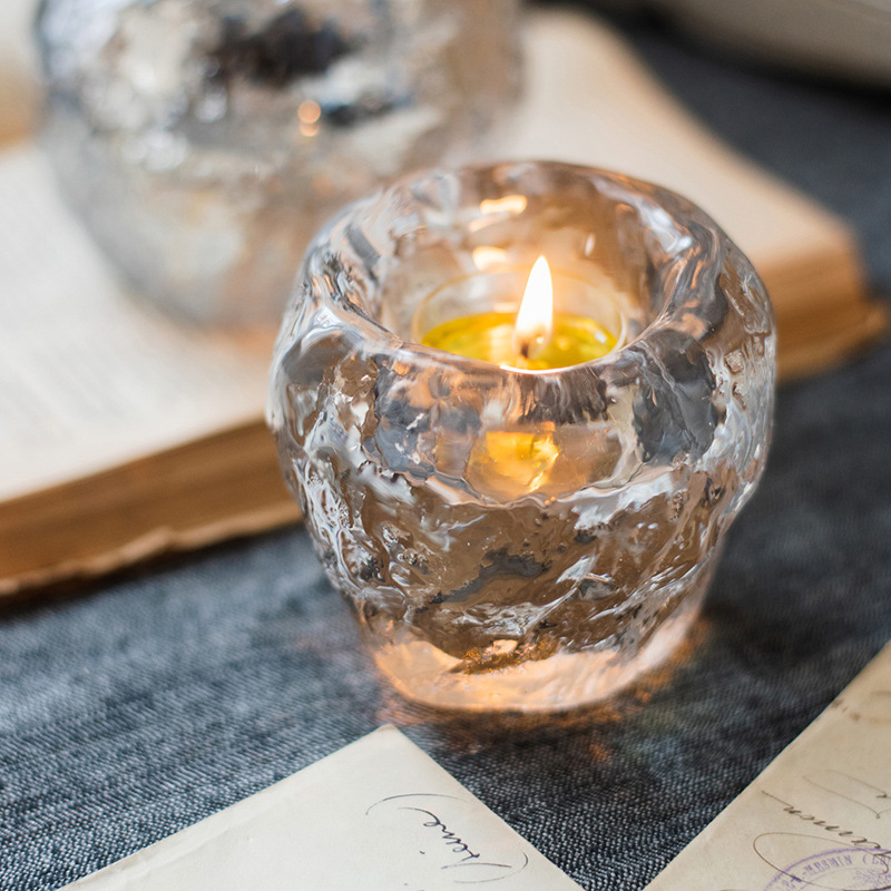 Decorative Glass Tealight Holder – Transparent Candle Holder for Elegant Room Lighting