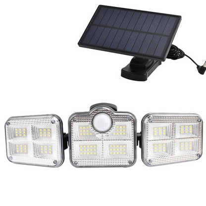 Solar LED Spotlight with Motion Sensor – Triple Outdoor Lighting for Garden, Yard, and Garage