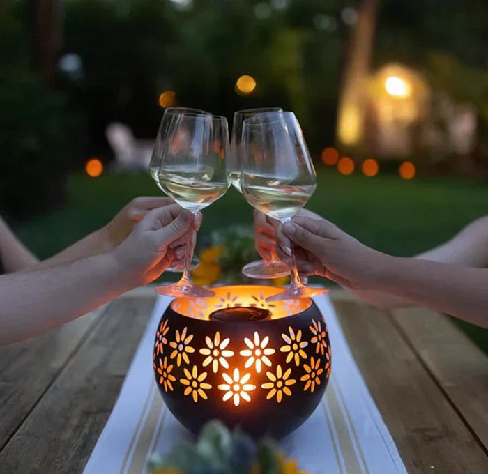 Candle Lamp with Floral Pattern – Decorative LED Table Lamp for Your Home