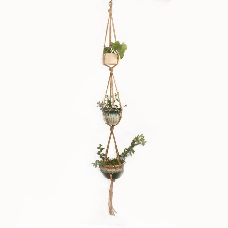 Macramé Plant Hanger Made of Cotton Rope – Stylish Hanging for Flower Pots in Boho Design