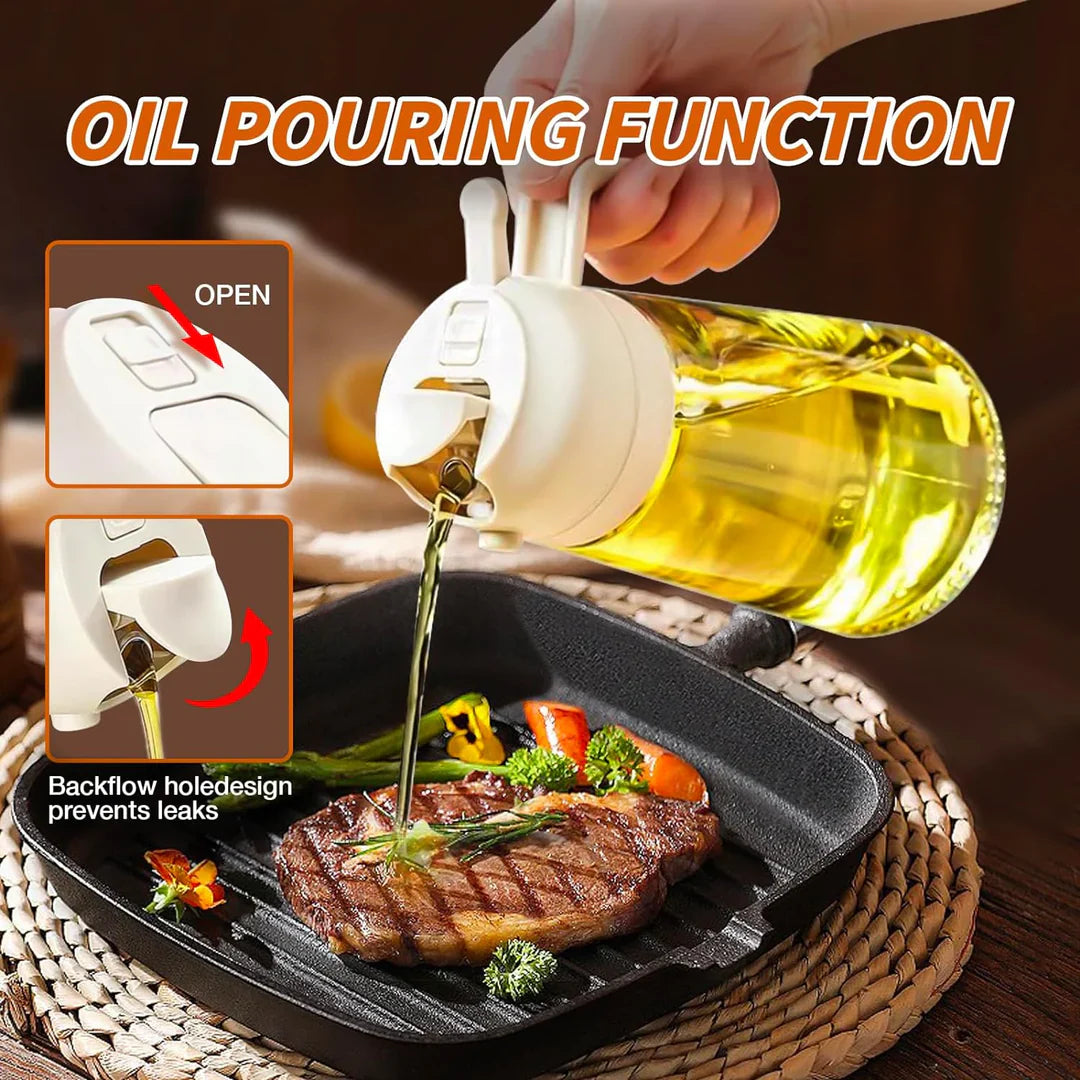 Premium 2-in-1 Oil Dispenser & Sprayer with Pressure Mechanism – Perfect for Cooking, Grilling & Salads