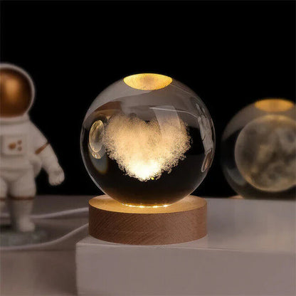 Glowing moon crystal ball with galaxy effect