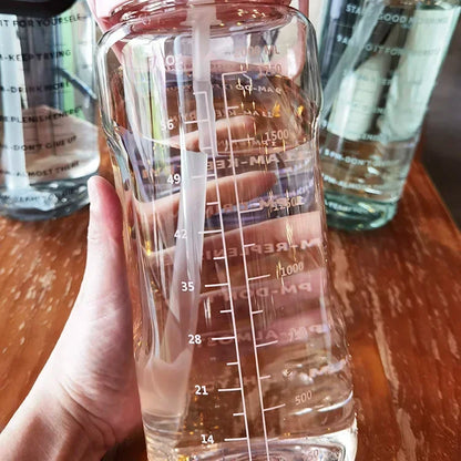 2L Sports Water Bottle with Straw and Time Markers for Easy Drinking and Hydration