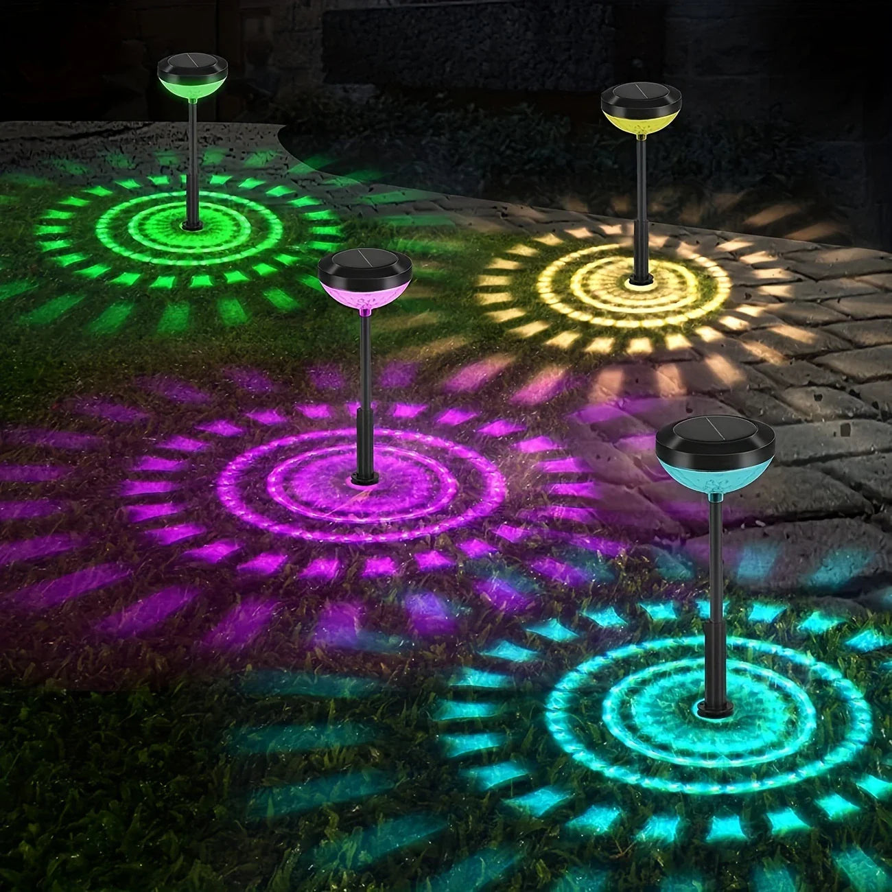Solar Garden Lamp with Color Change – LED Outdoor Lighting with Floral Pattern for Patio and Garden