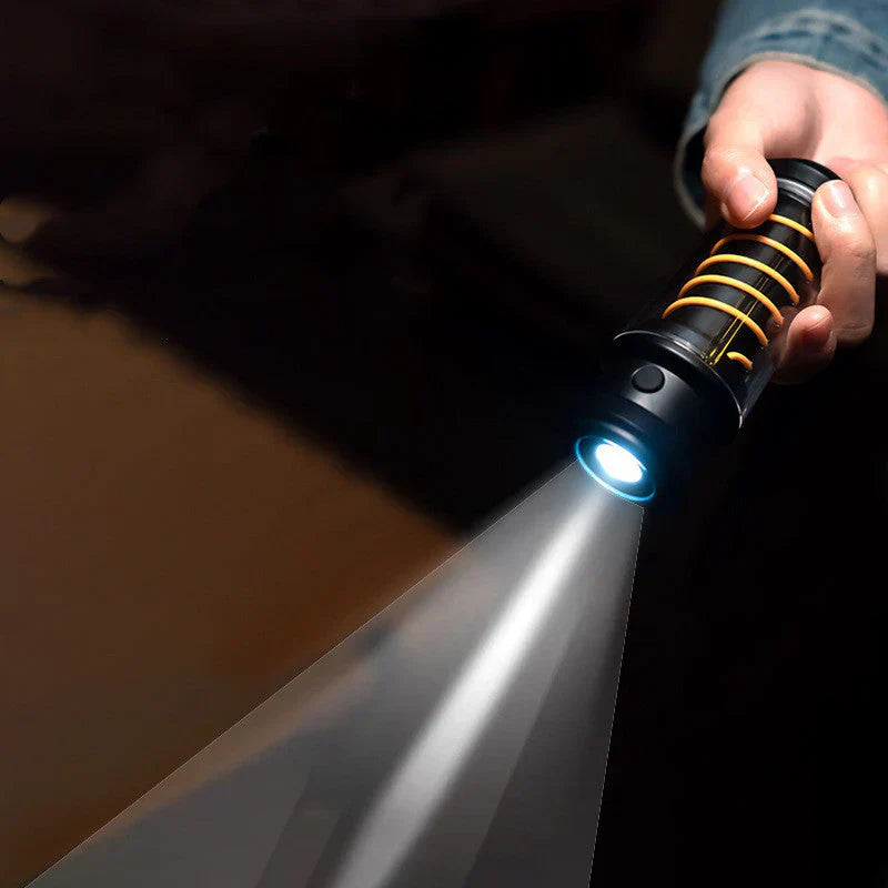 Lantern with LED Spiral and Bright Flashlight for Outdoor Use