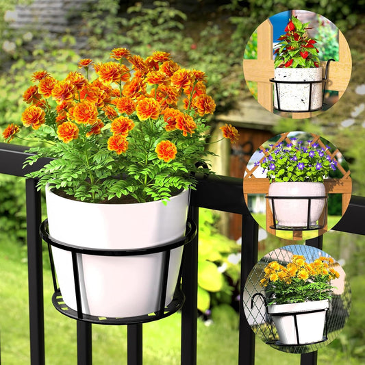 Metal Hanging Plant Basket – Balcony Planter Pot with Hook for Garden and Patio
