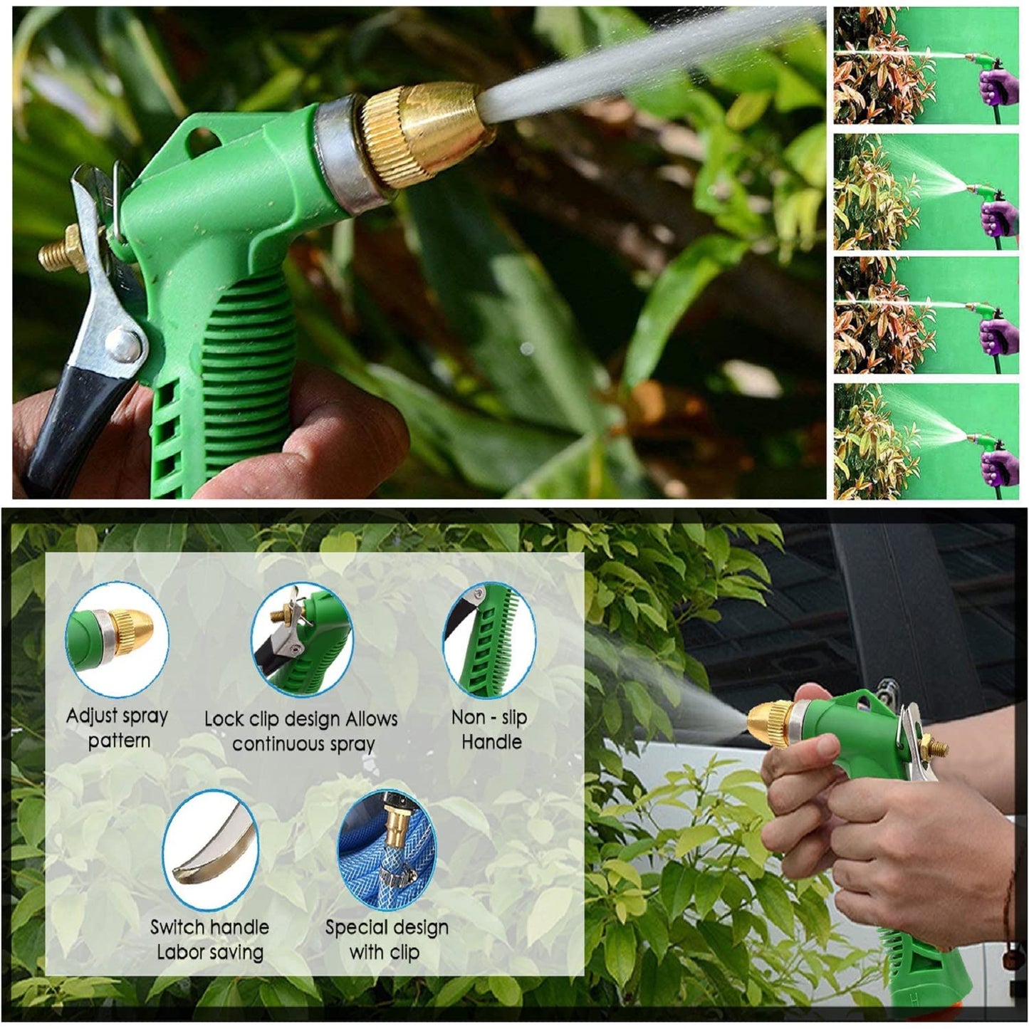 Adjustable High-Pressure Garden Hose Nozzle with Copper Head – Durable Spray Nozzle for Efficient Garden Watering