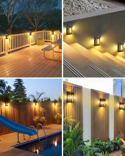 LED Outdoor Wall Light with Glass Grid – Weatherproof Garden Lamp for Patio, Balcony, and Entrance Area