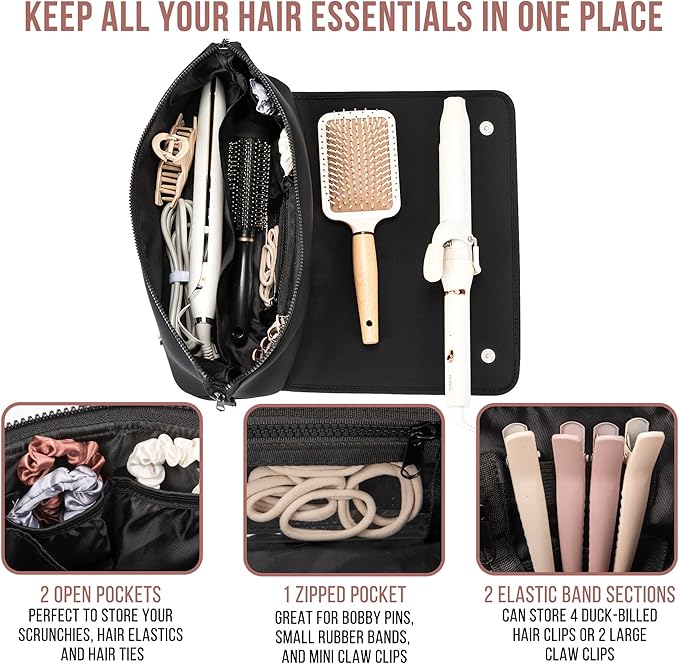 Heat-Resistant 2-in-1 Hair Tool Travel Bag with Practical Heat Mat for On-the-Go
