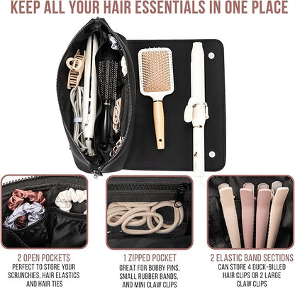 Heat-Resistant 2-in-1 Hair Tool Travel Bag with Practical Heat Mat for On-the-Go