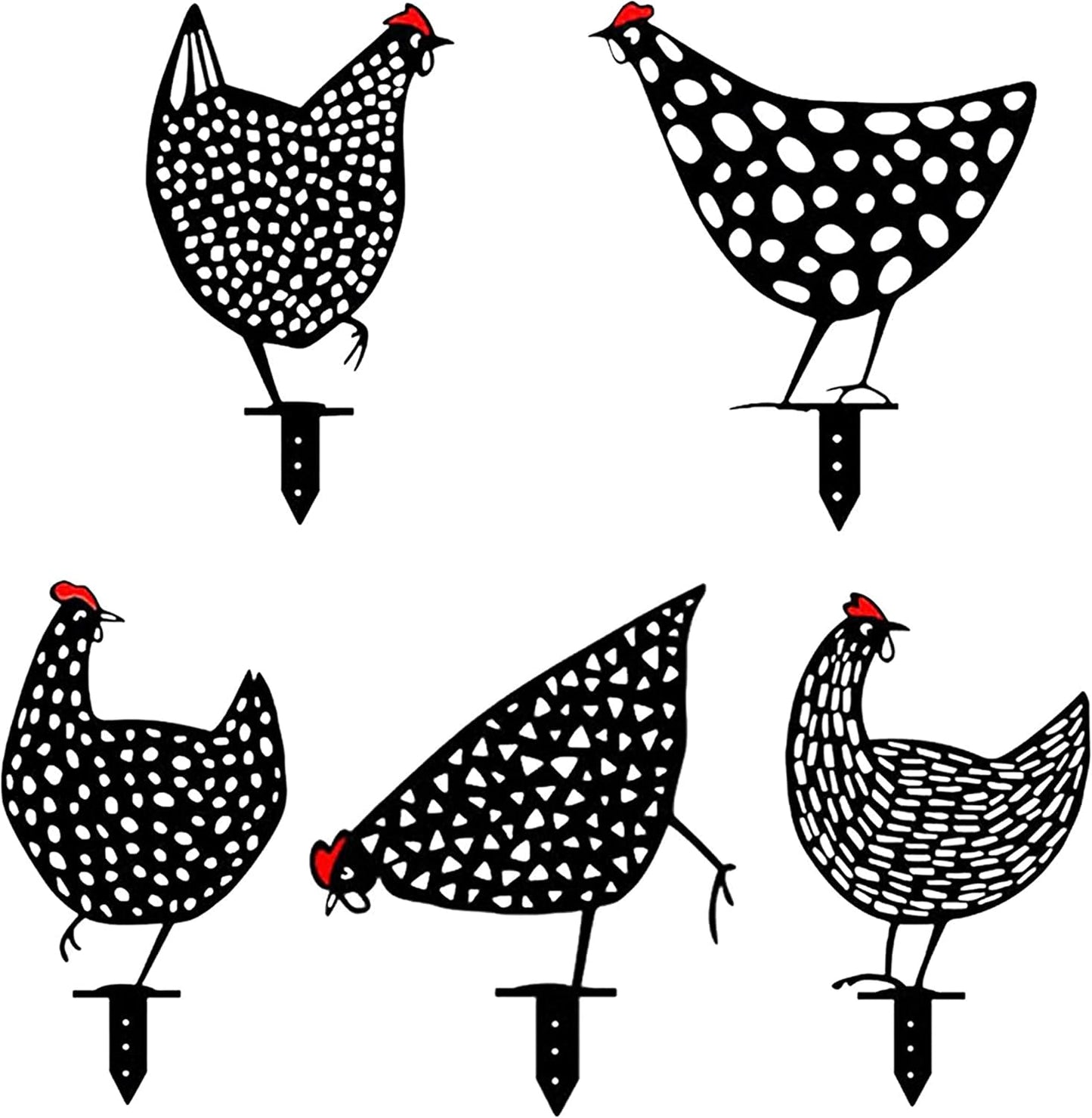 Decorative Metal Chickens – Garden Stake Set for Outdoor Use
