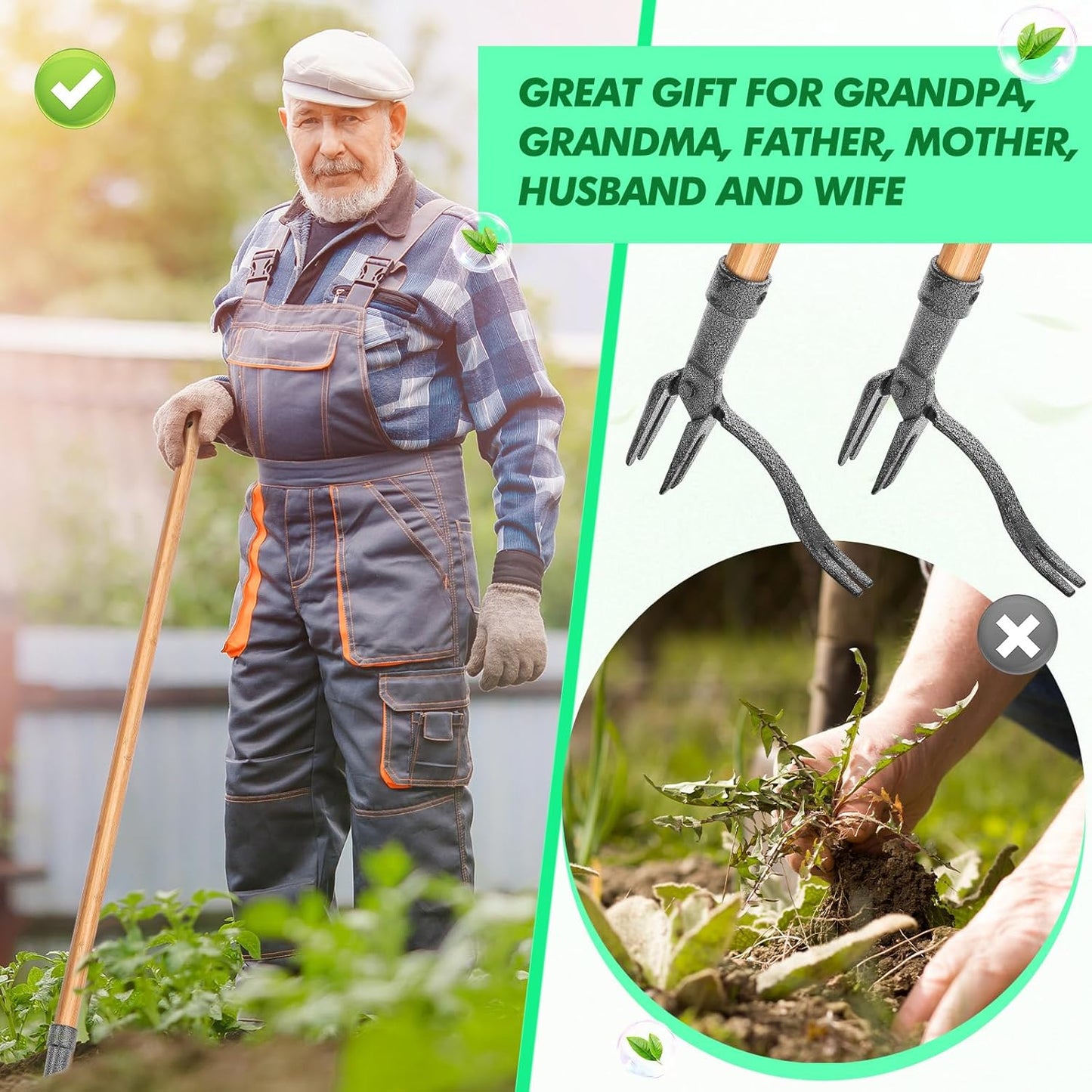 Weed Puller with 4-Claw Iron Head – Effective Garden Tool for Root Removal and Weed Control