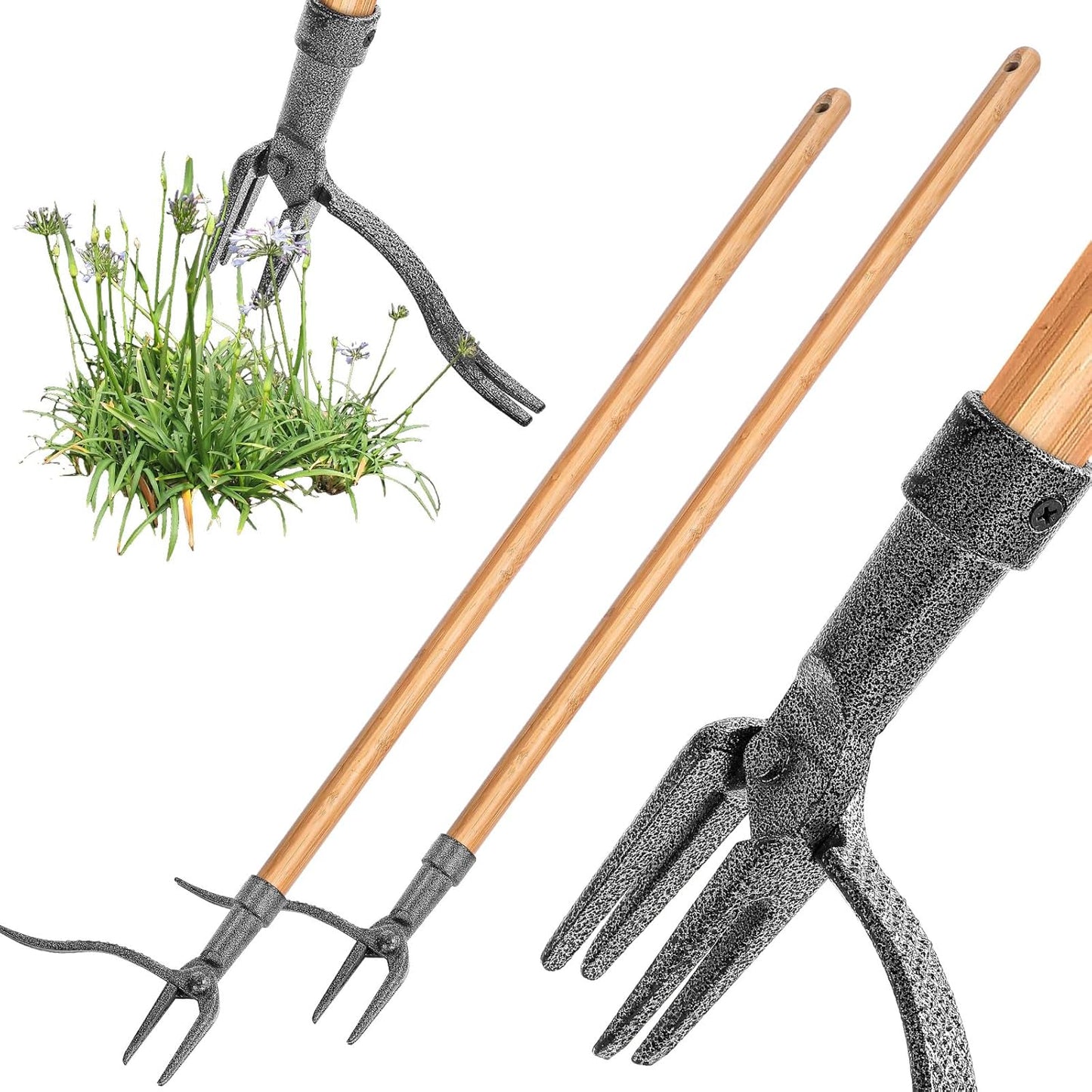 Weed Puller with 4-Claw Iron Head – Effective Garden Tool for Root Removal and Weed Control