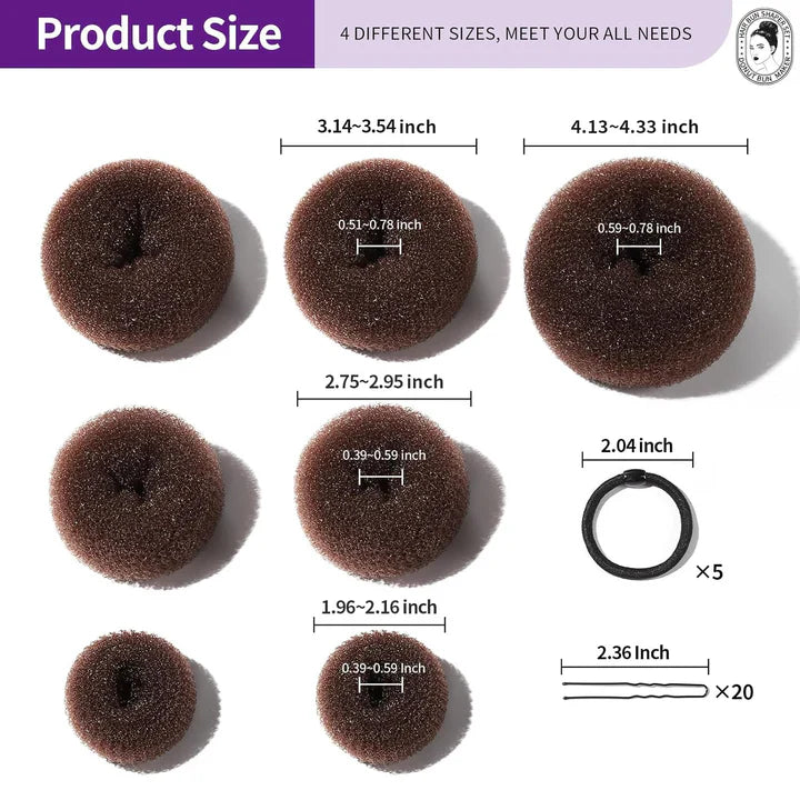 Donut Hair Bun Set – Voluminous Bun Helper for Perfect Updo Hairstyles