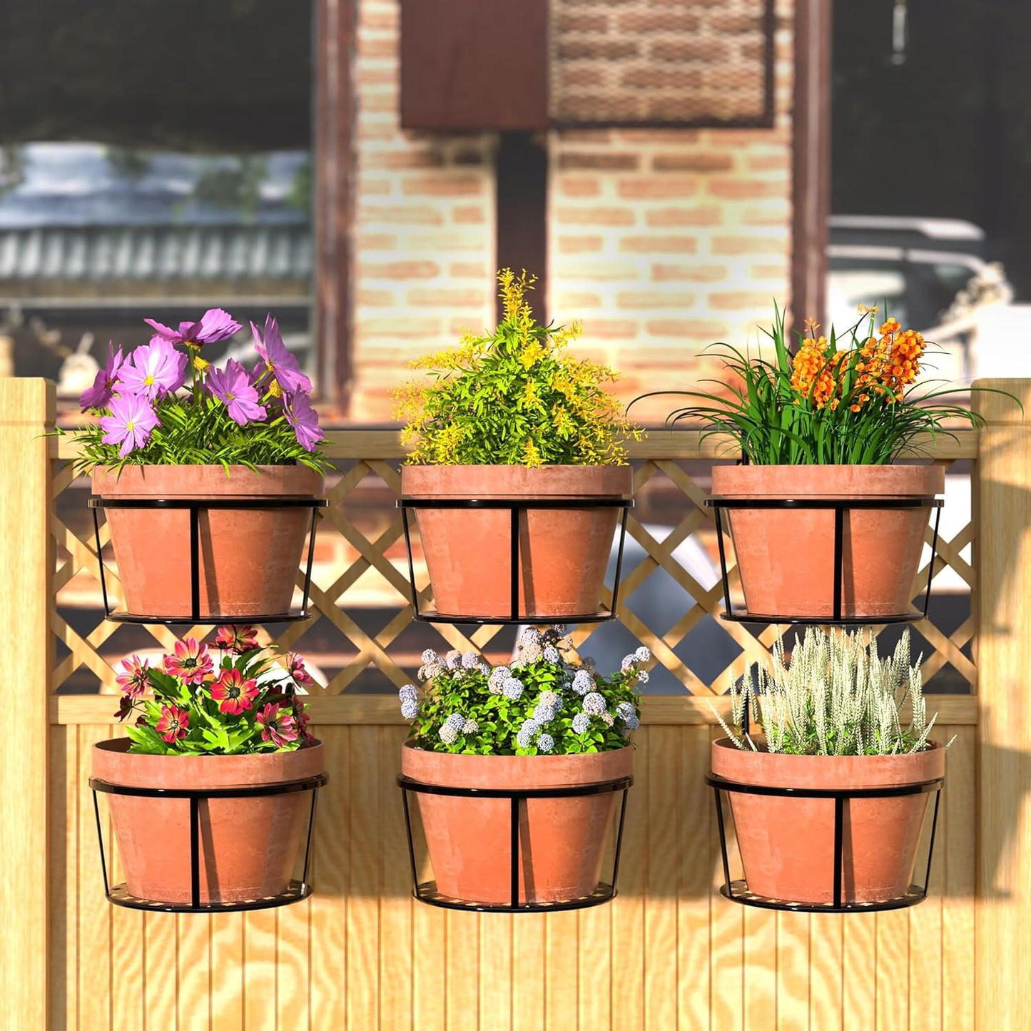 Metal Hanging Plant Basket – Balcony Planter Pot with Hook for Garden and Patio