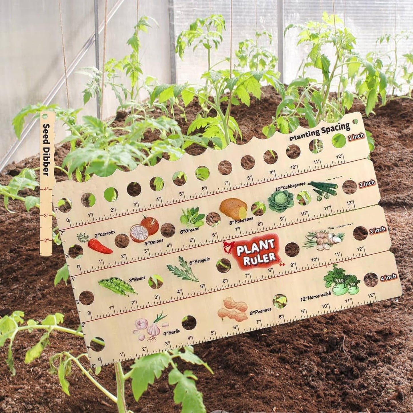 Wooden Planting Ruler – Multifunctional Seed Measuring Tool for Precise Planting in the Garden