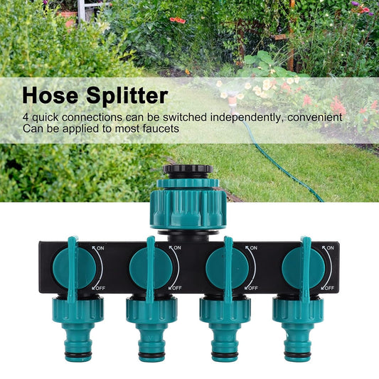 Universal 4-Way Garden Hose Splitter – Adjustable Faucet Distributor for Efficient Irrigation