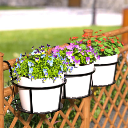 Metal Hanging Plant Basket – Balcony Planter Pot with Hook for Garden and Patio