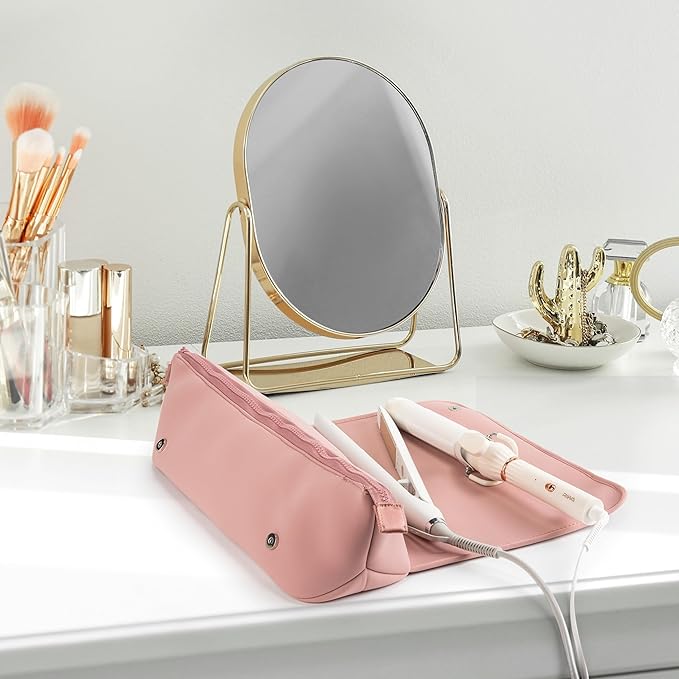 Heat-Resistant 2-in-1 Hair Tool Travel Bag with Practical Heat Mat for On-the-Go