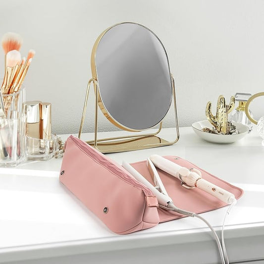 Heat-Resistant 2-in-1 Hair Tool Travel Bag with Practical Heat Mat for On-the-Go