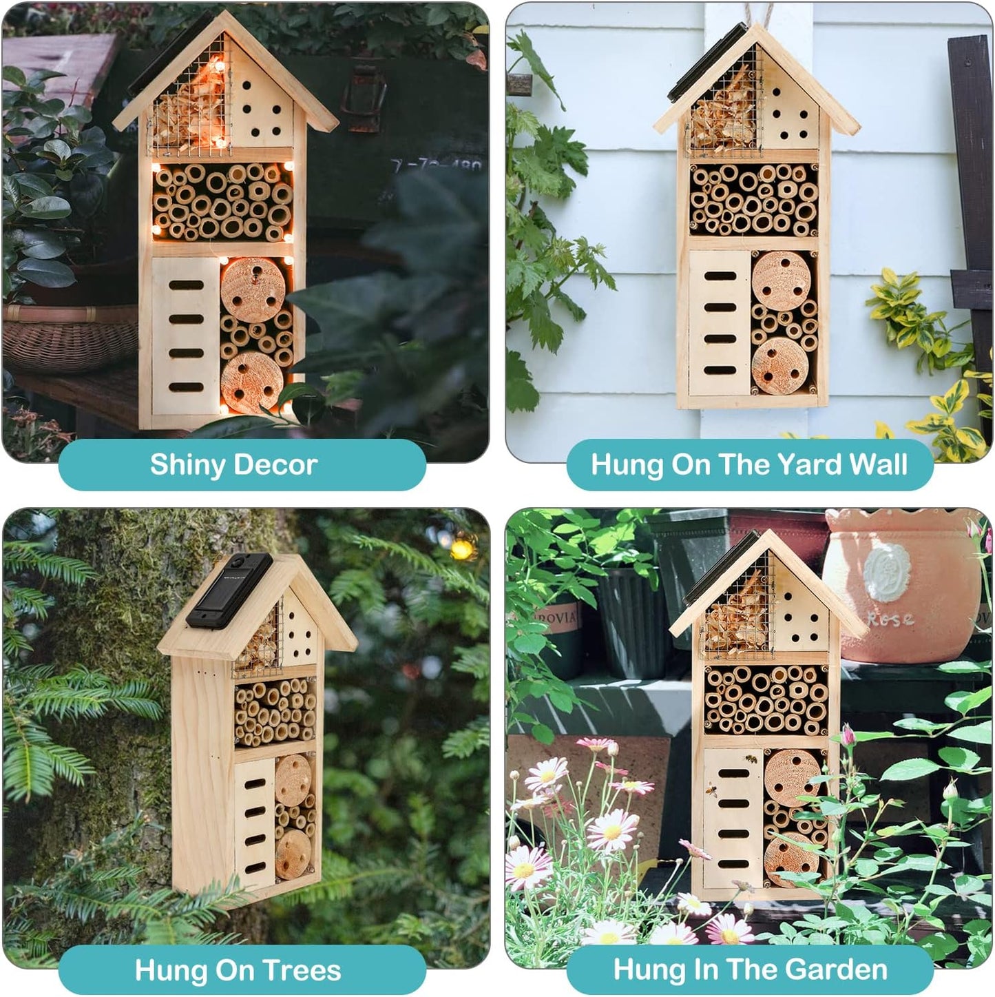 Bee and Insect-Friendly Wooden Insect House – Natural Habitat for Gardens and Patios