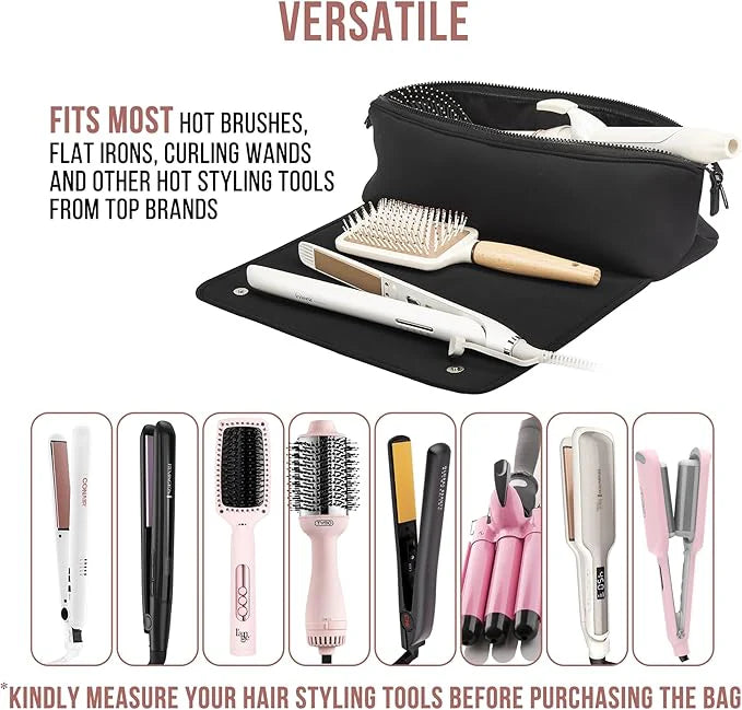 Heat-Resistant 2-in-1 Hair Tool Travel Bag with Practical Heat Mat for On-the-Go