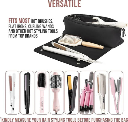 Heat-Resistant 2-in-1 Hair Tool Travel Bag with Practical Heat Mat for On-the-Go