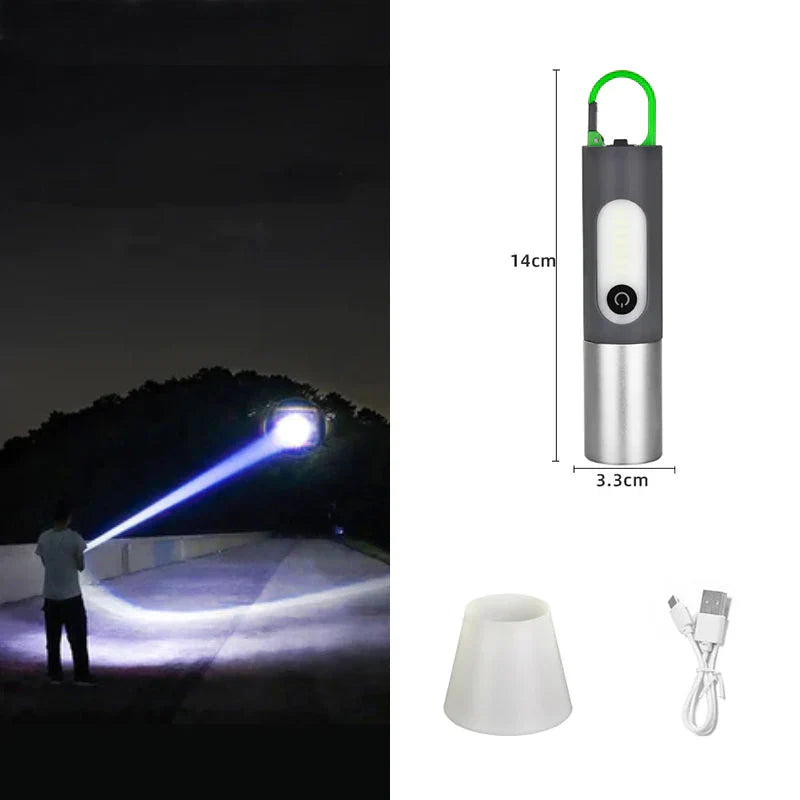 Multifunctional LED Flashlight with USB Rechargeable and Waterproof Design