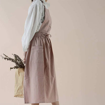 Cotton Cooking Apron with Water-Repellent Surface and Pockets