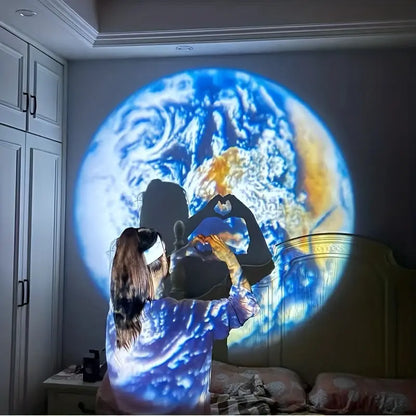 LED Projection Lamp with Earth & Moon Design – Atmospheric Night Light for Ceiling & Bedroom