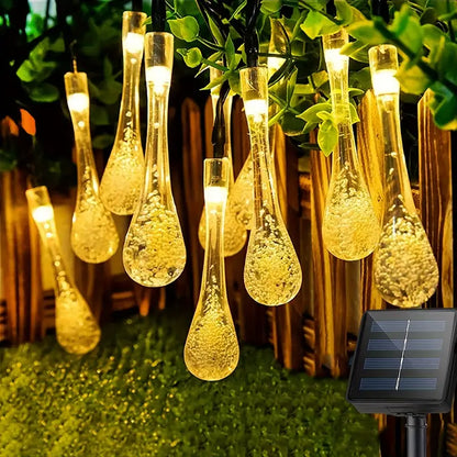 Solar-Powered LED String Lights – Colorful Raindrop Lights for Gardens and Outdoor Spaces