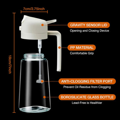 Premium 2-in-1 Oil Dispenser & Sprayer with Pressure Mechanism – Perfect for Cooking, Grilling & Salads