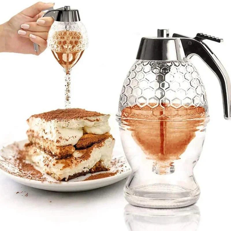 Drip-Free Glass Honey Dispenser – Stylish Dispenser for Honey, Syrup & Liquids