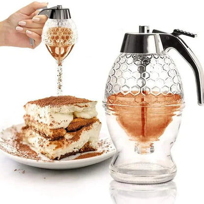 Drip-Free Glass Honey Dispenser – Stylish Dispenser for Honey, Syrup & Liquids